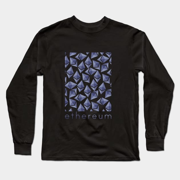 Ethereum (ETH) Logo HODL Pattern Long Sleeve T-Shirt by LunarLanding